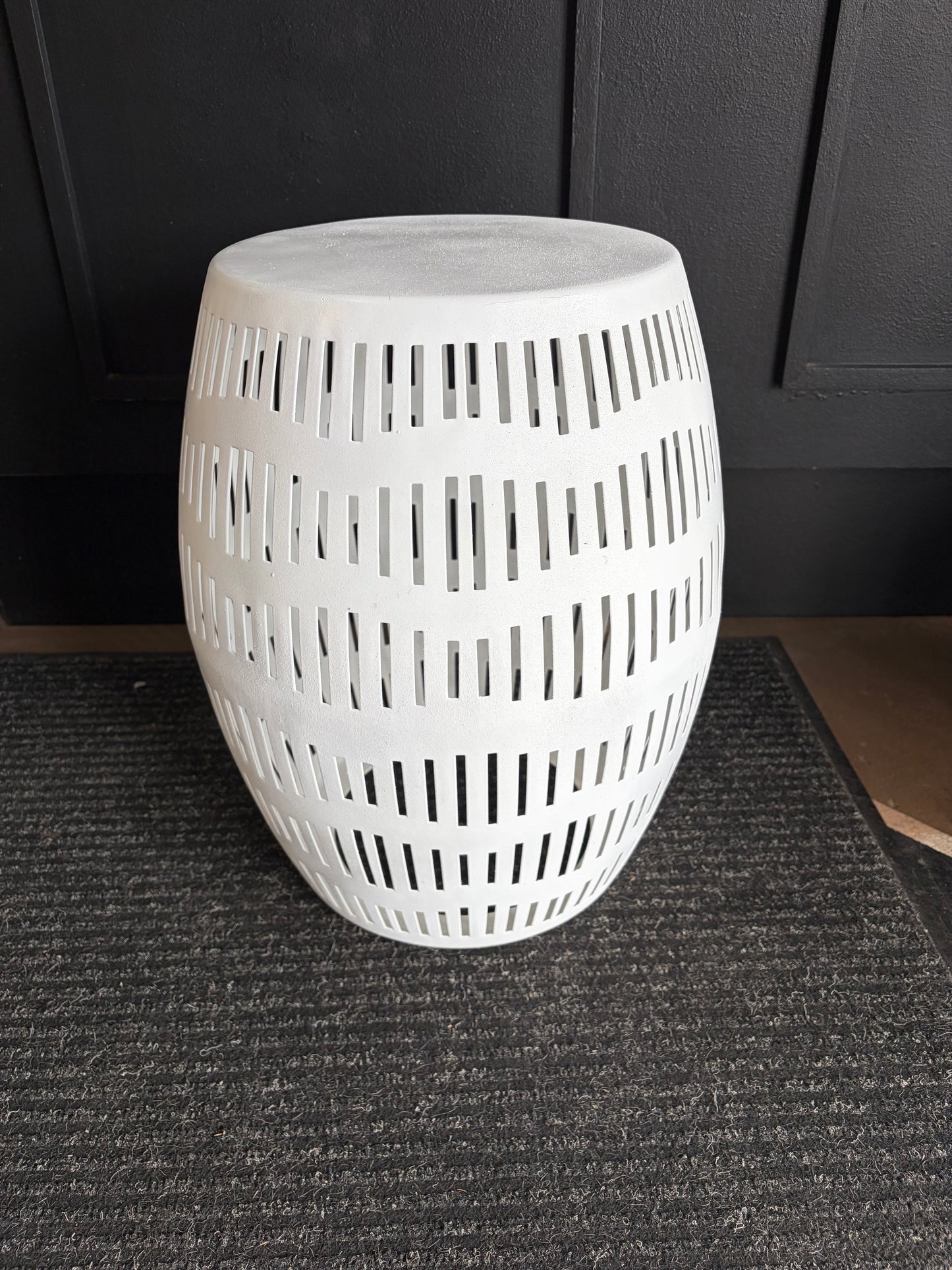 White Metal Outdoor Table with cutouts