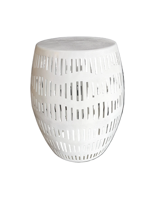 White Metal Outdoor Table with cutouts