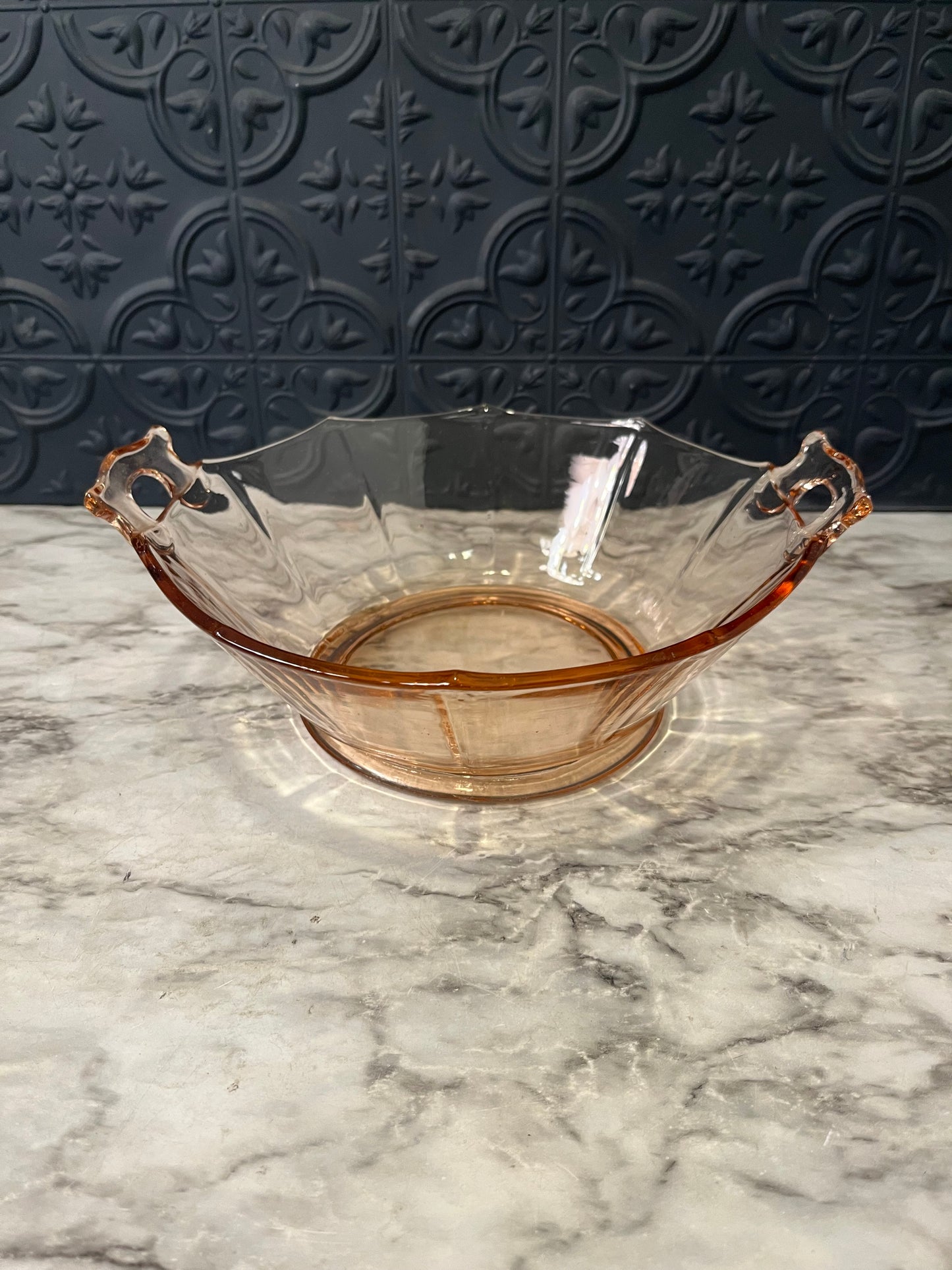 Pink Imperial Glass Handled Bowl