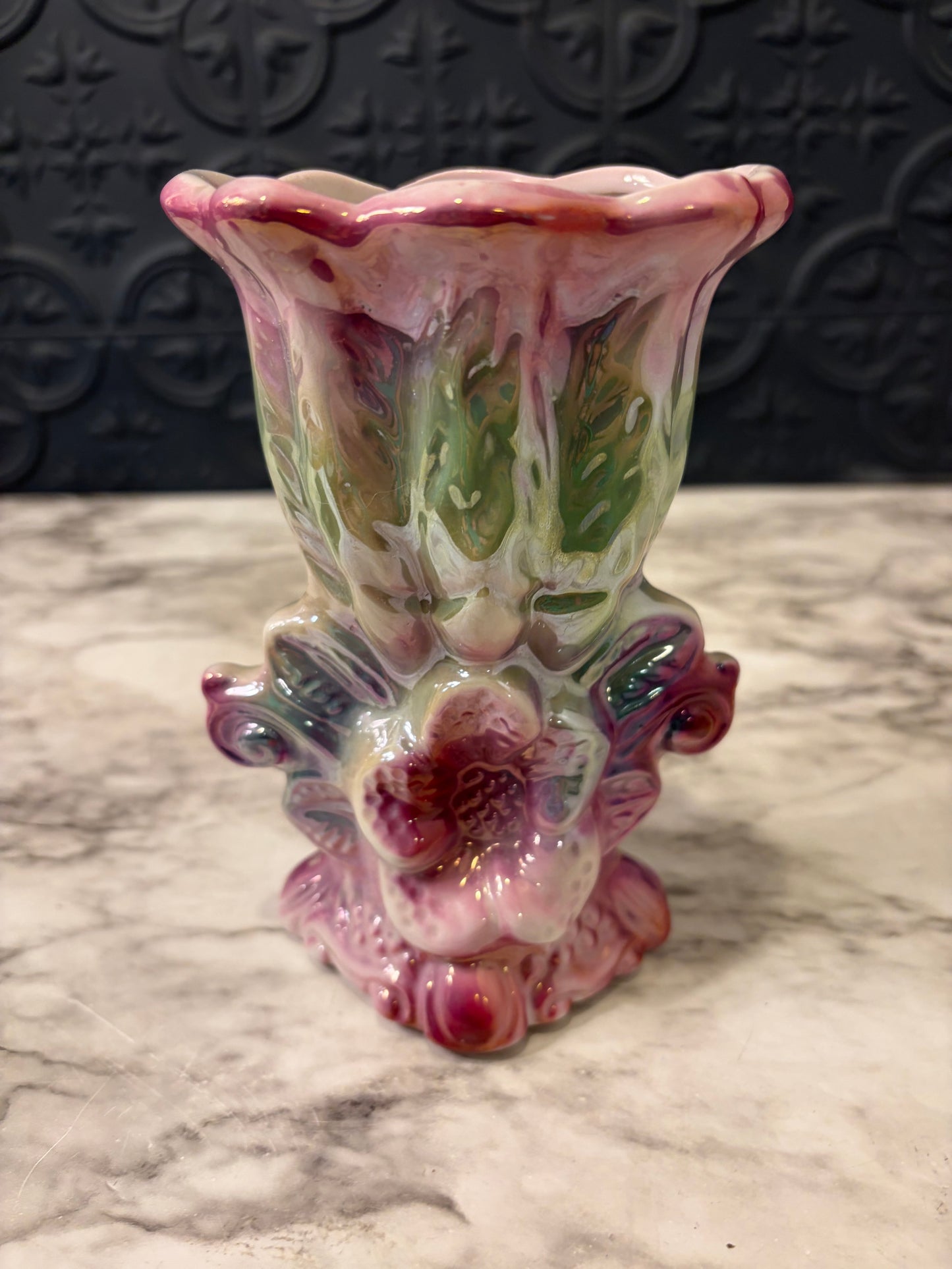 Brazilian Multi Color Lusterware Vase