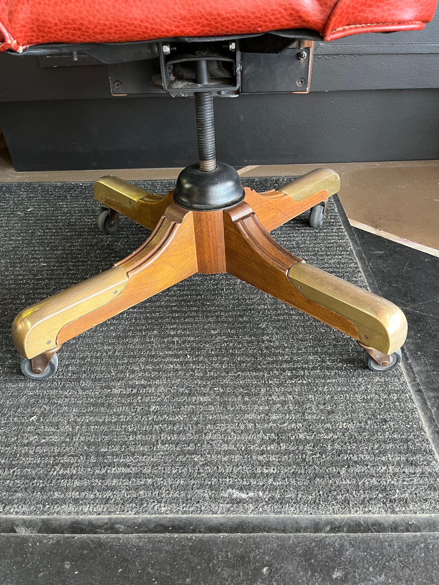 Vintage Gunlocke swivel tilt desk Chair red Upholstry