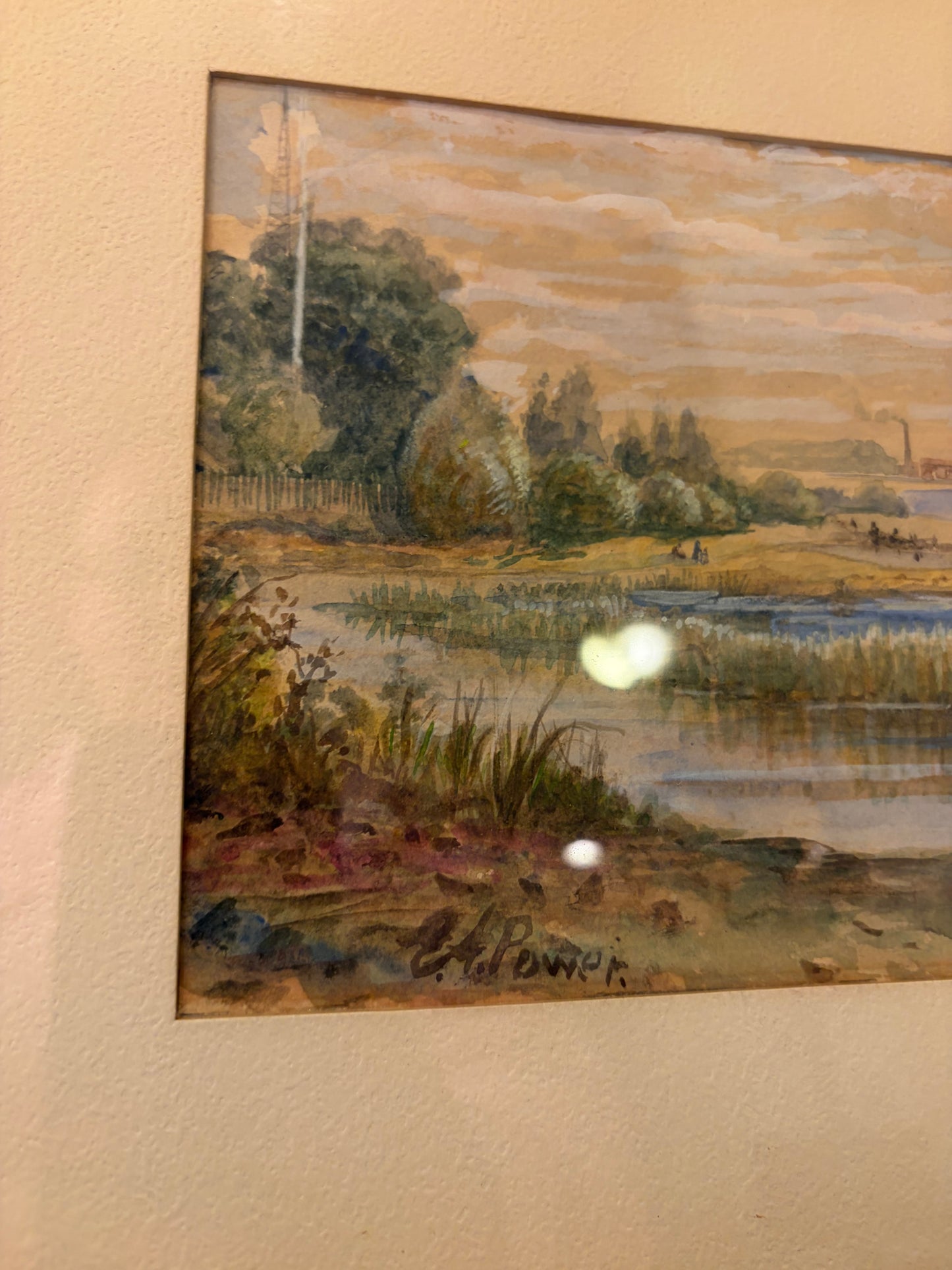 Watercolor Landscape Signed A. Power