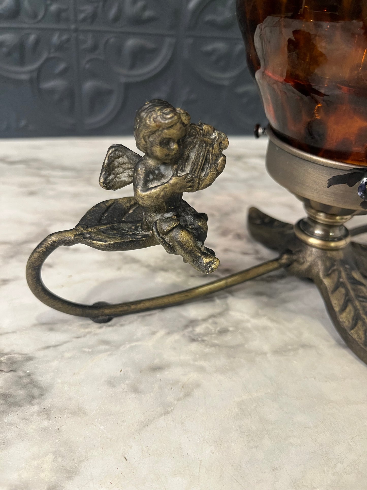 Cherub Light with Tortoise Shell Glass shade