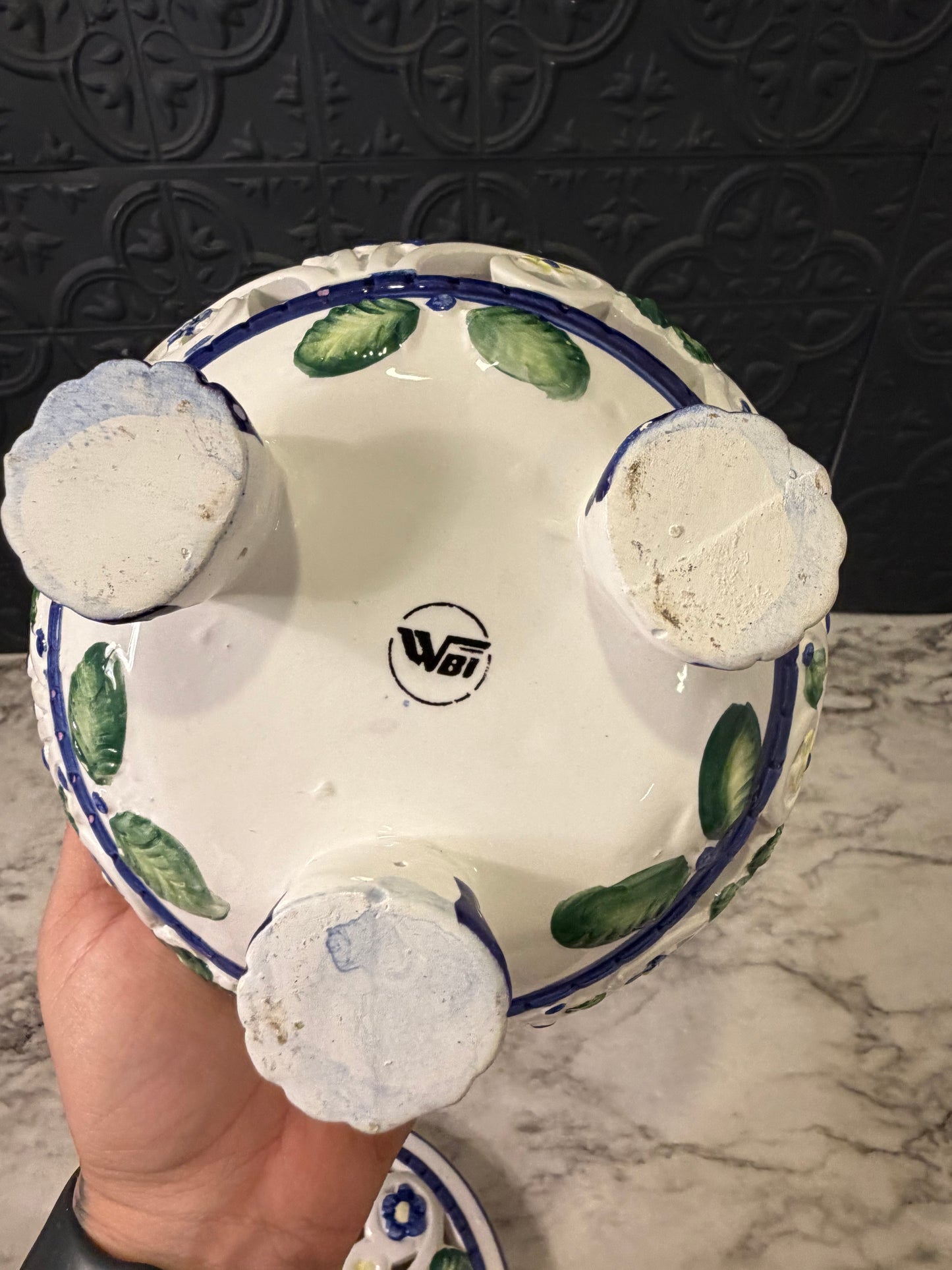 WBI Ceramic Painted Dish with Cutouts