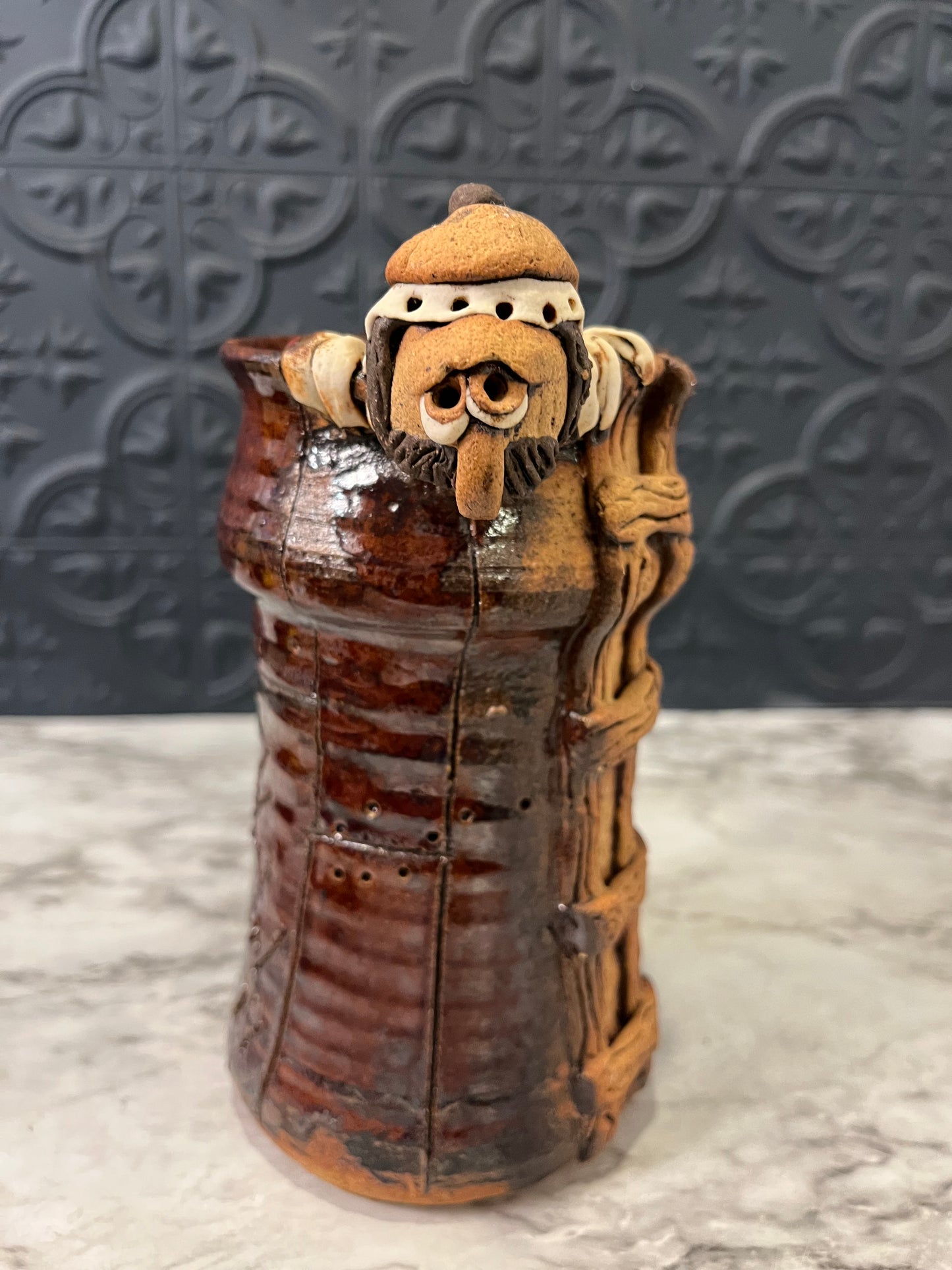 Face Stoneware Mug with Ladder AS IS