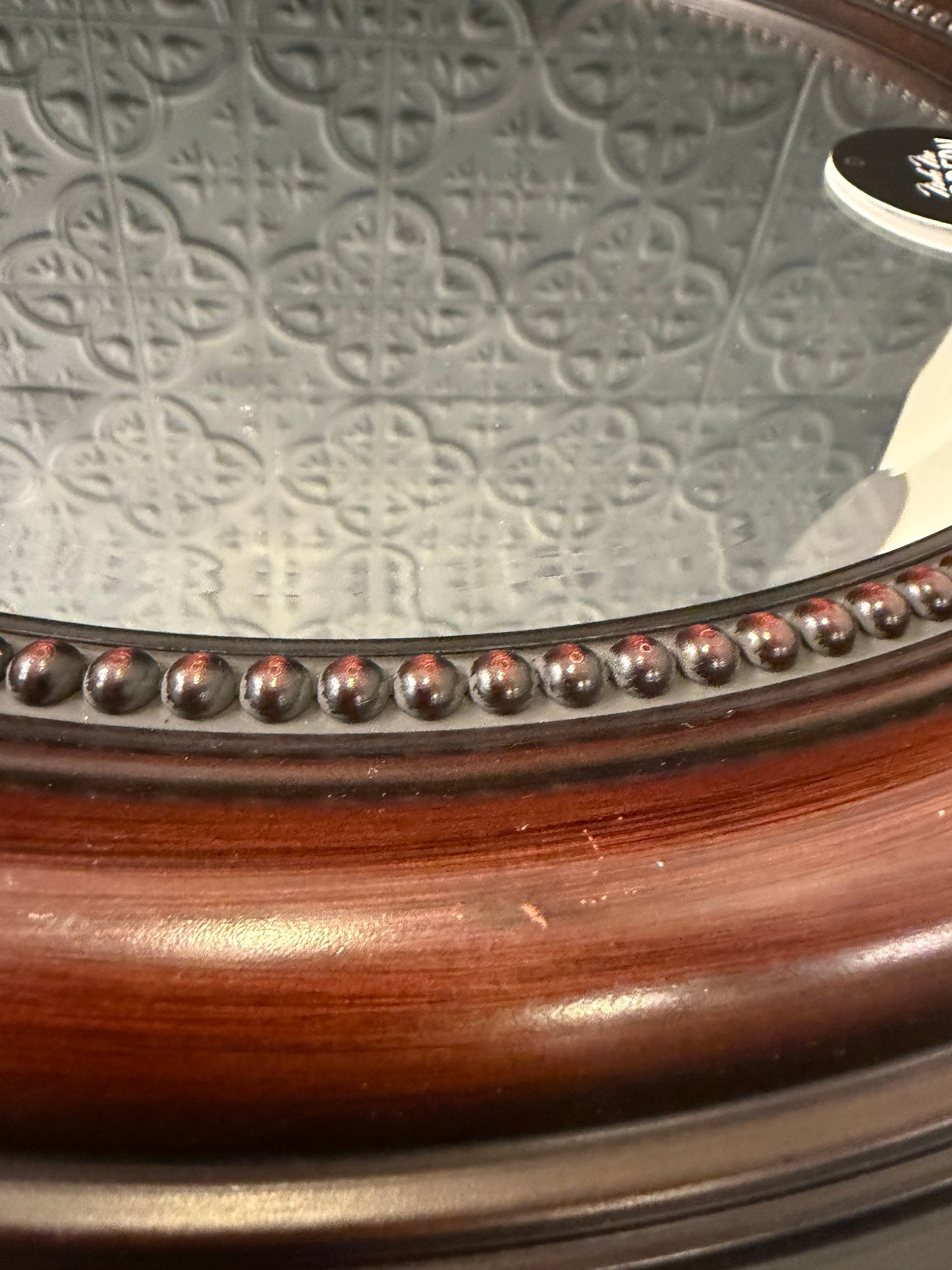 Round Brown Mirror with Dots 19.5"