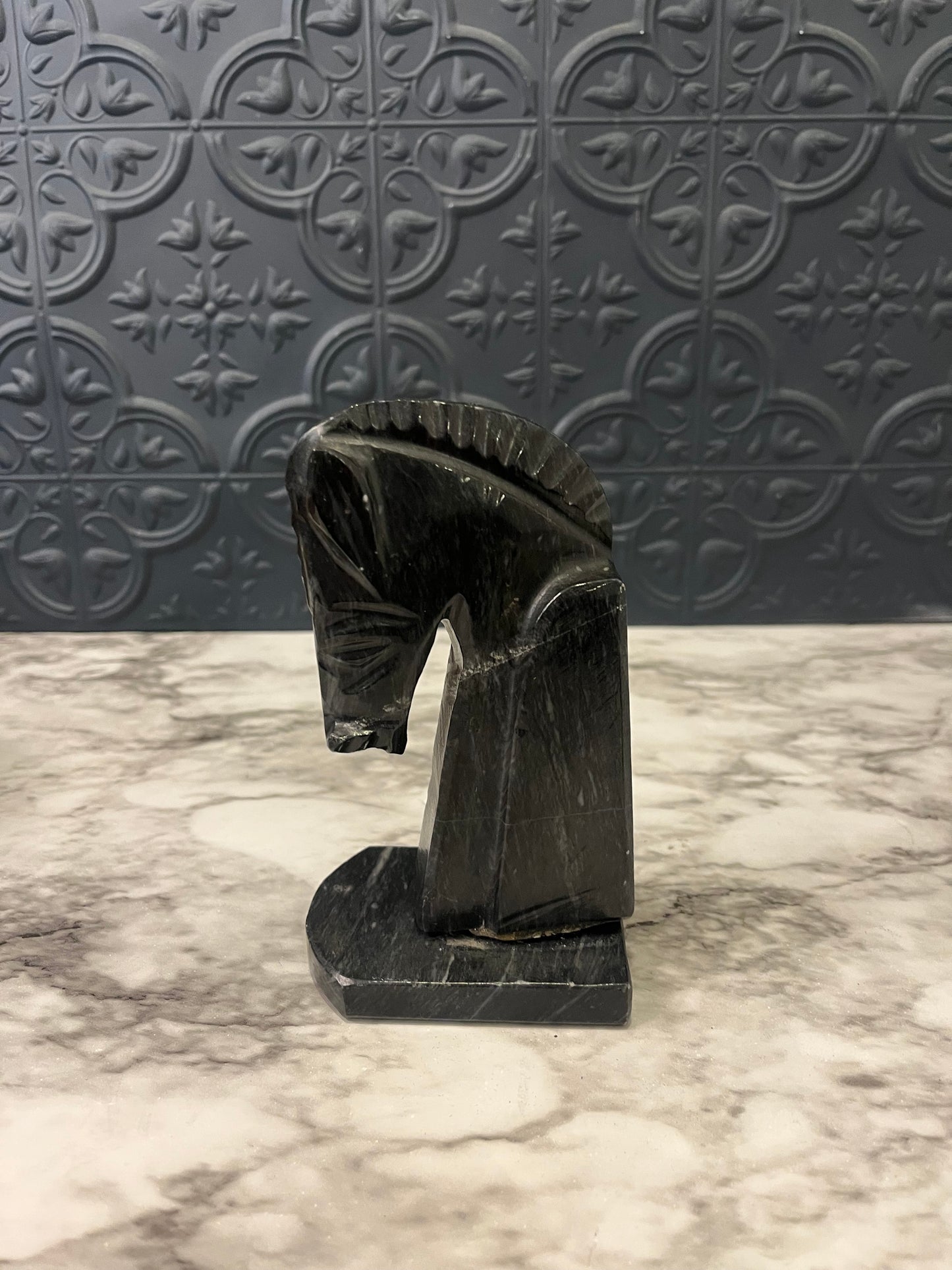 Black Onyx Horse Head Bookend 6"