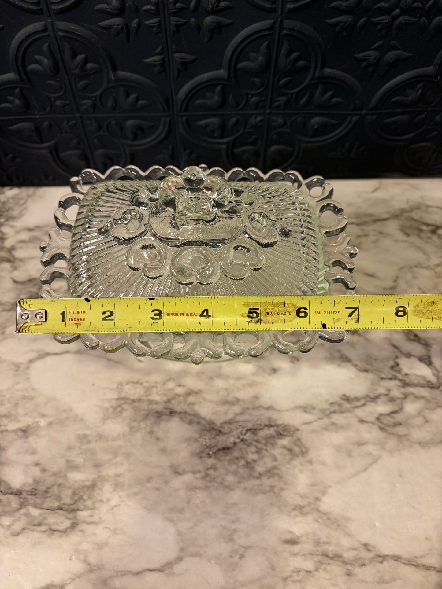 Indiana Glass Footed Candy lace edge Detail