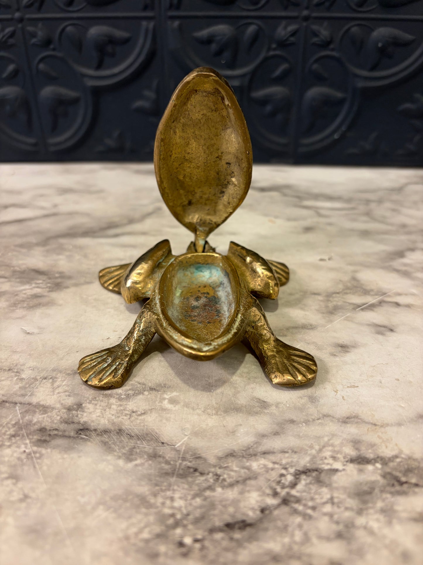 Brass Frog Trinket Box