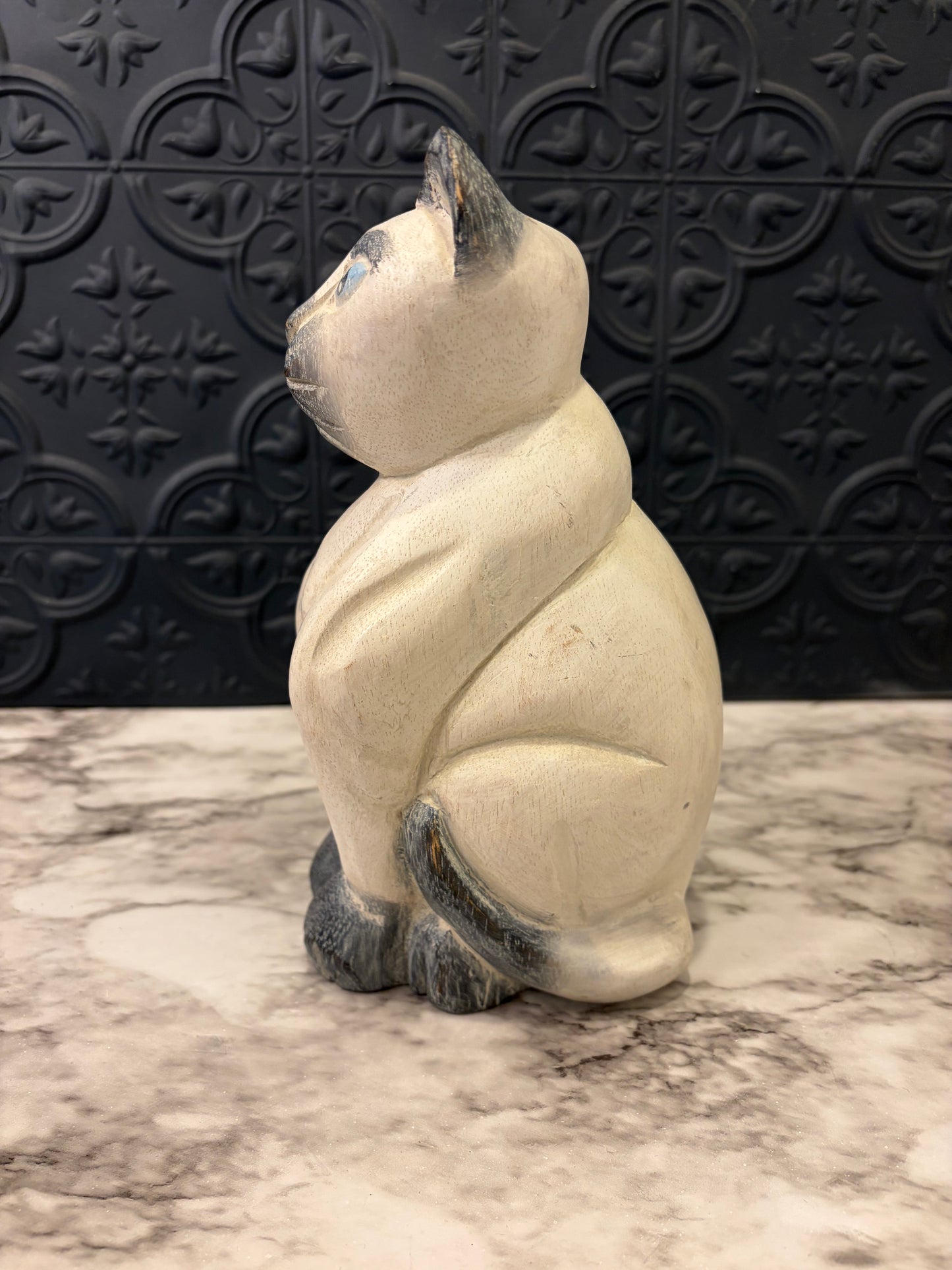 Wood Carved Siamese Cat