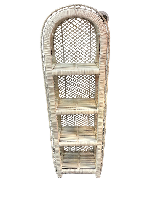 White Wicker Arched Shelf Small