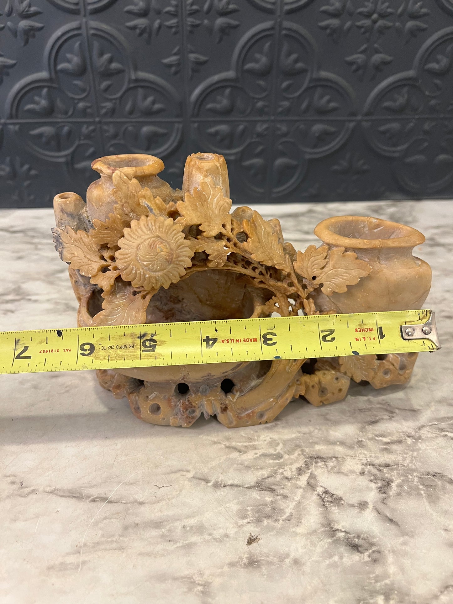 Carved Soapstone Vase and Bowl AS IS