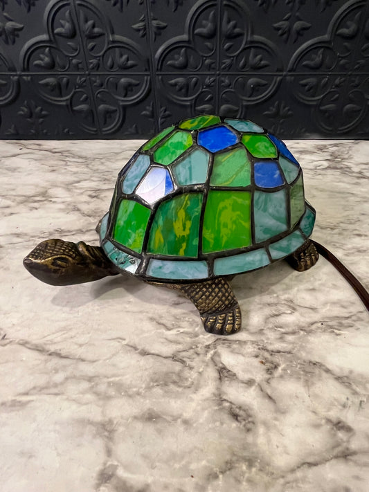 Vintage Turtle Stain Glass Lamp