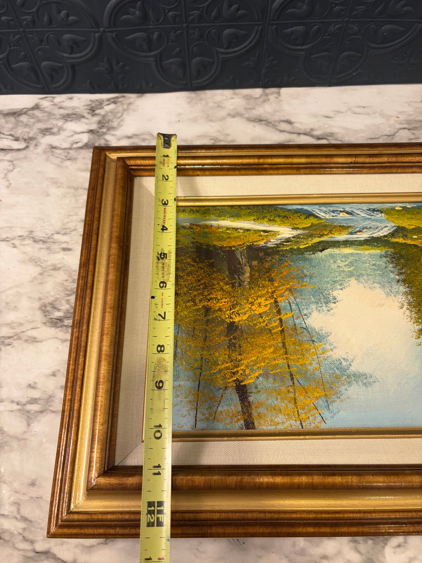 Vintage Oil Painting of Fall Landscape and River