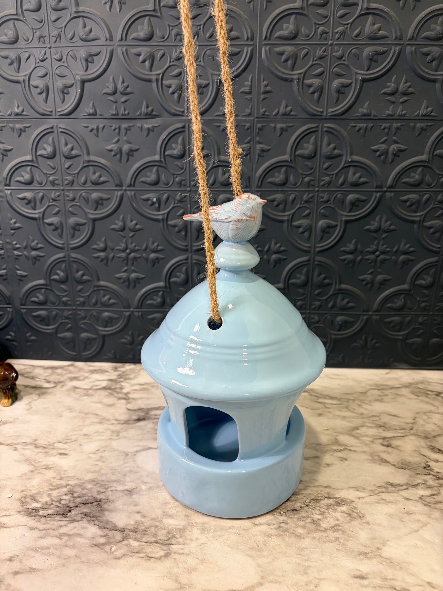 Hallmark Blue Ceramic Bird Feeder
