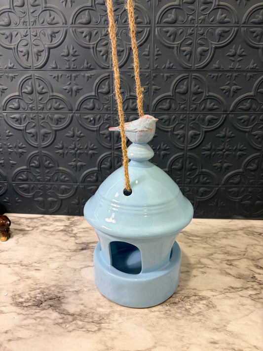 Hallmark Blue Ceramic Bird Feeder