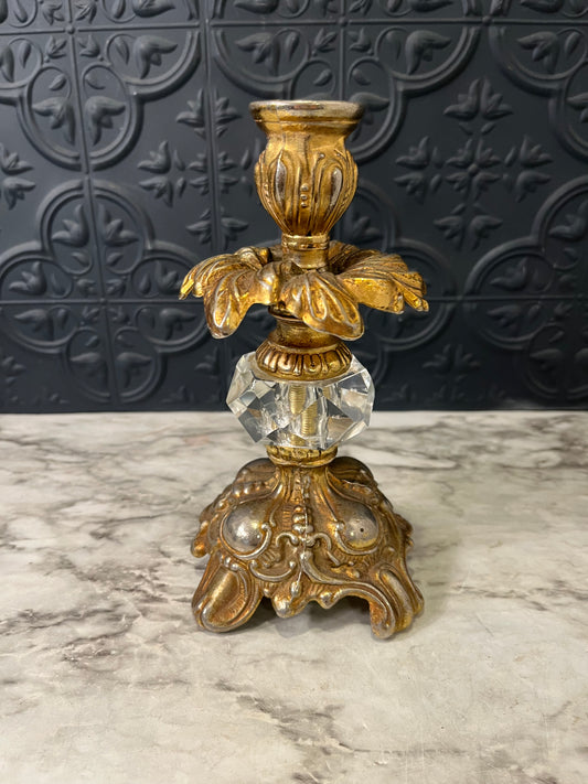 Hollywood Regency Candle Holder with Crystal
