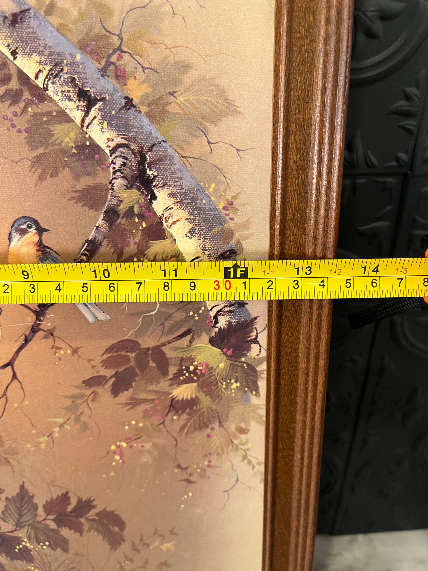 Birds on a branch Vintage Print on board