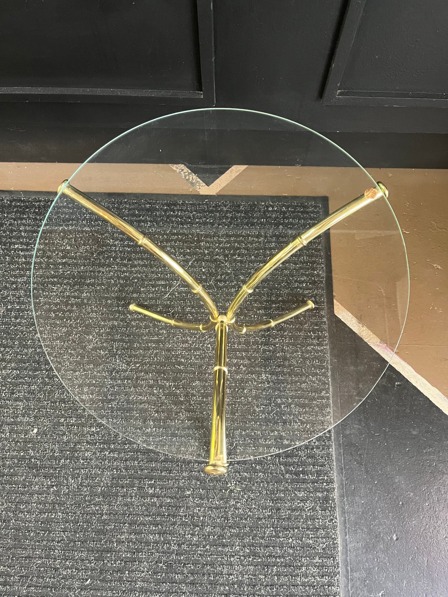 Small Brass and Glass Round Side Table