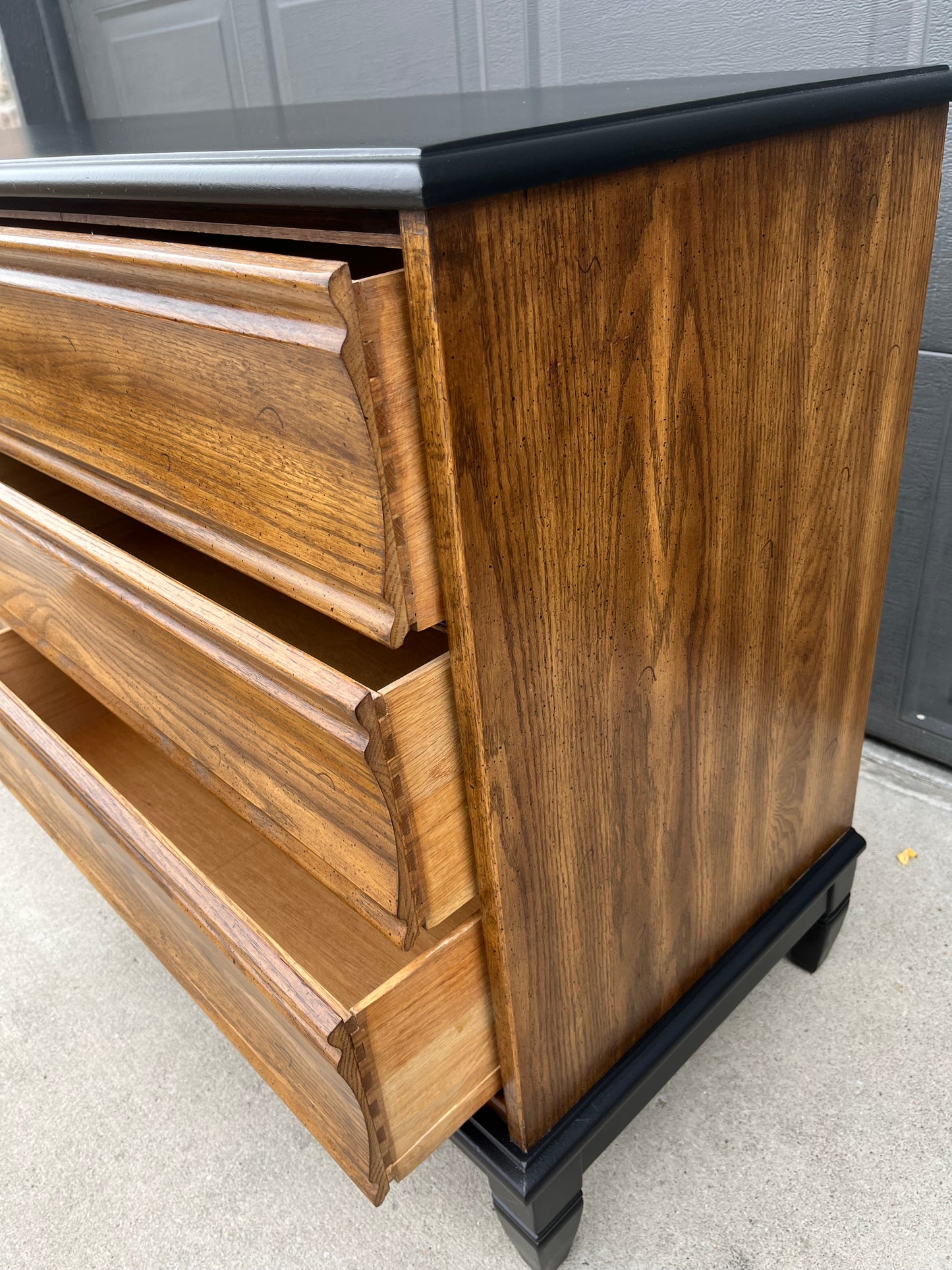 MCM Style 6 drawer Dresser with Black top and Legs