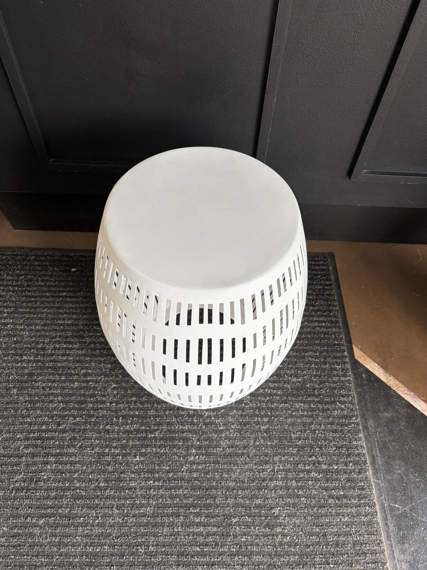 White Metal Outdoor Table with cutouts