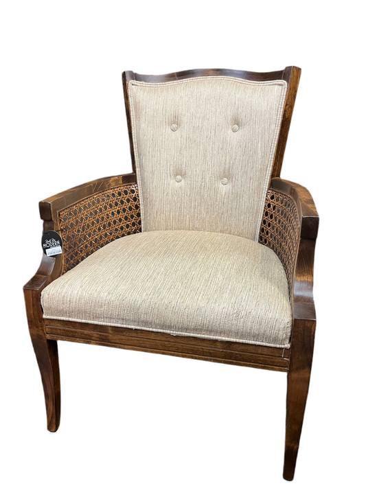 Cream Sitting Chair with cane arm rest