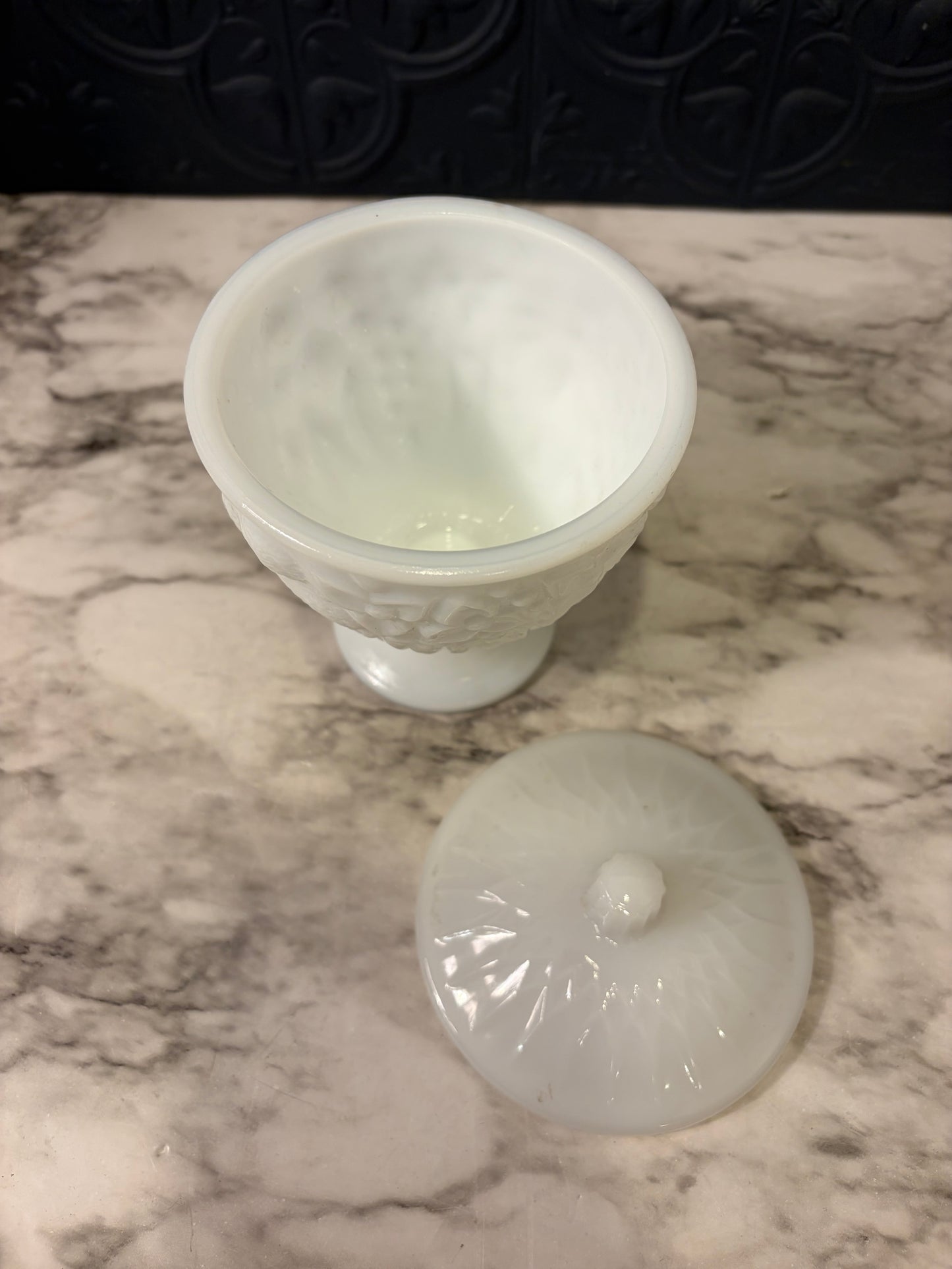Avon Milk Glass Lidded Candy Dish