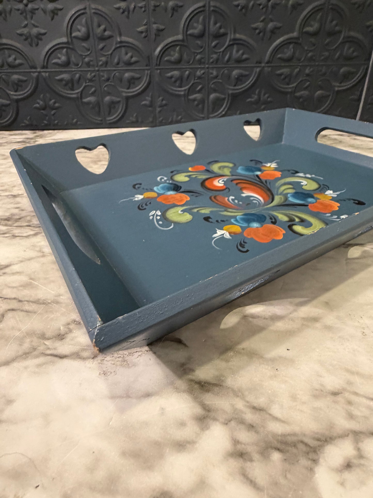 Norwegian Handpainted blue Tray