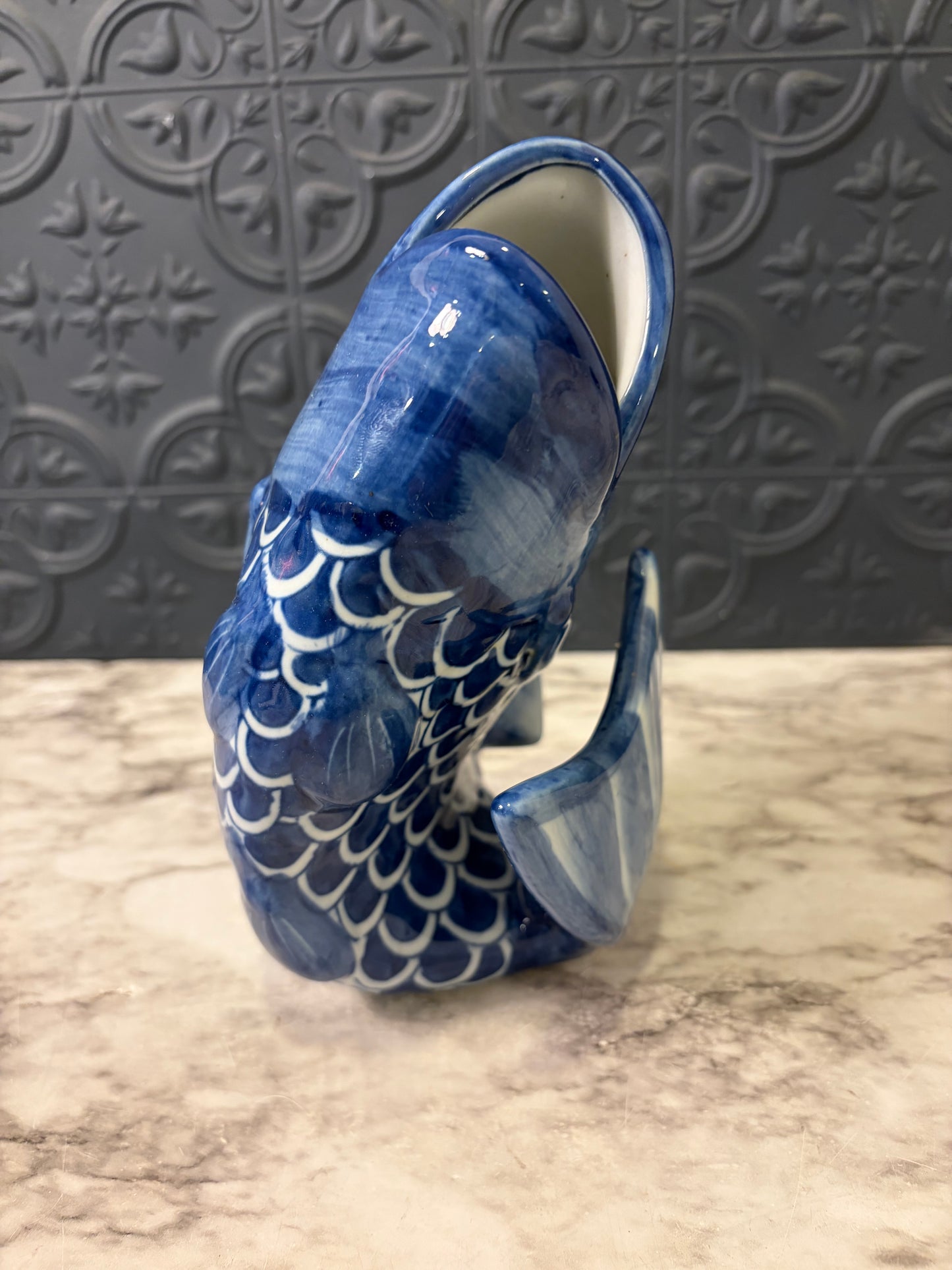 Japanese Blue Fish Vase