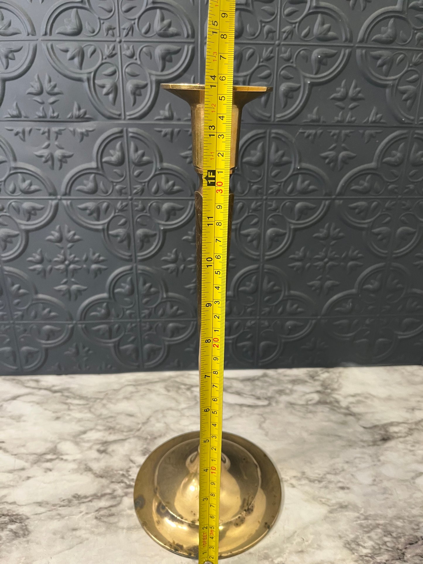 Tall Brass Candle Holder Taper Shaft
