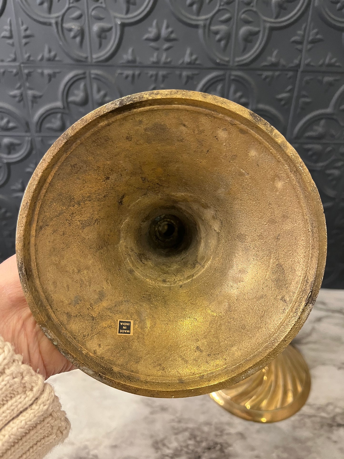 Vintage Spiral Base Brass Candle Holder set of 2