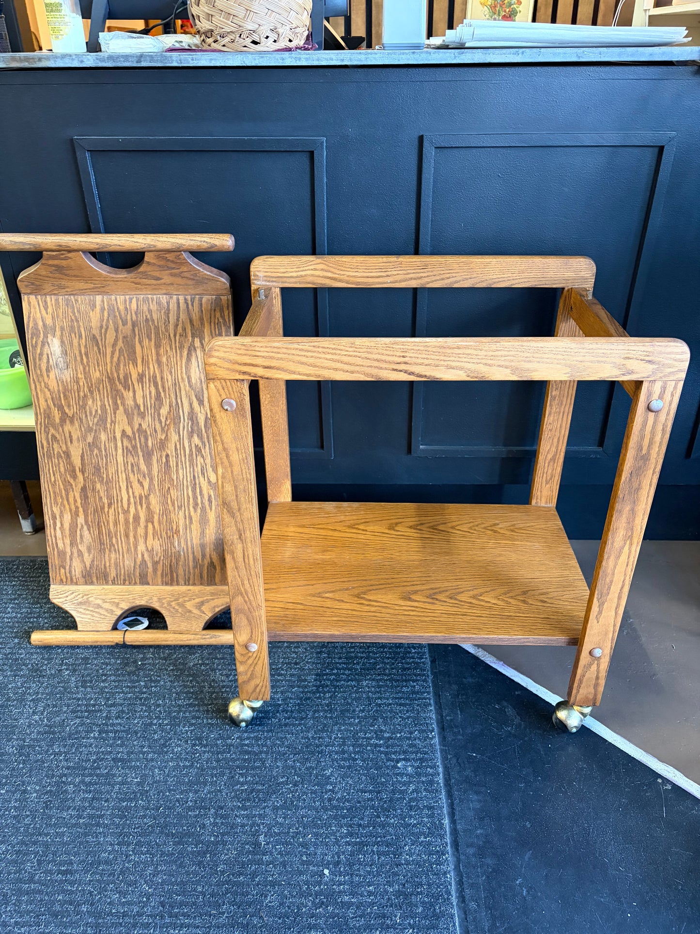 Rolling Wood Bar Cart