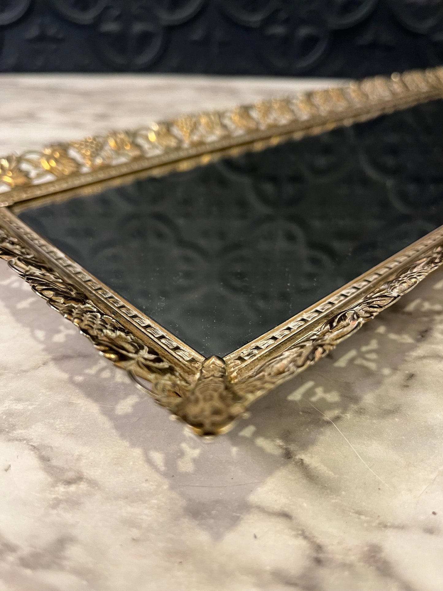 Rectangle Mirror Glass Tray  16x6