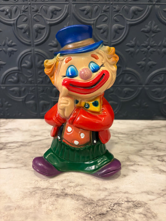 Vintage Hard Plastic Clown Piggy Bank