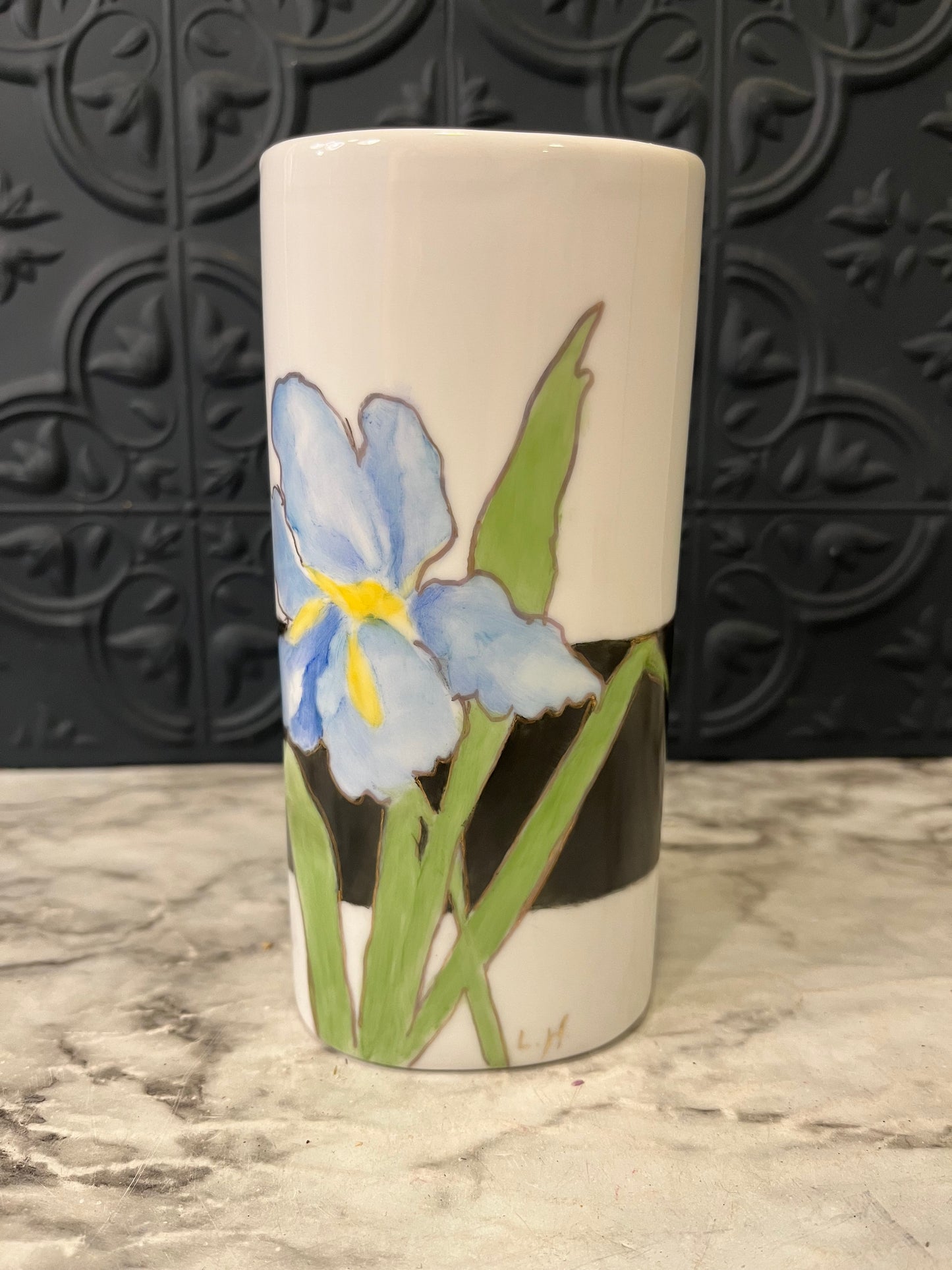Hand Painted Iris Vase