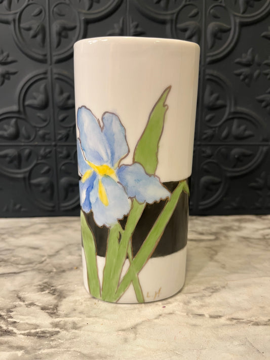 Hand Painted Iris Vase
