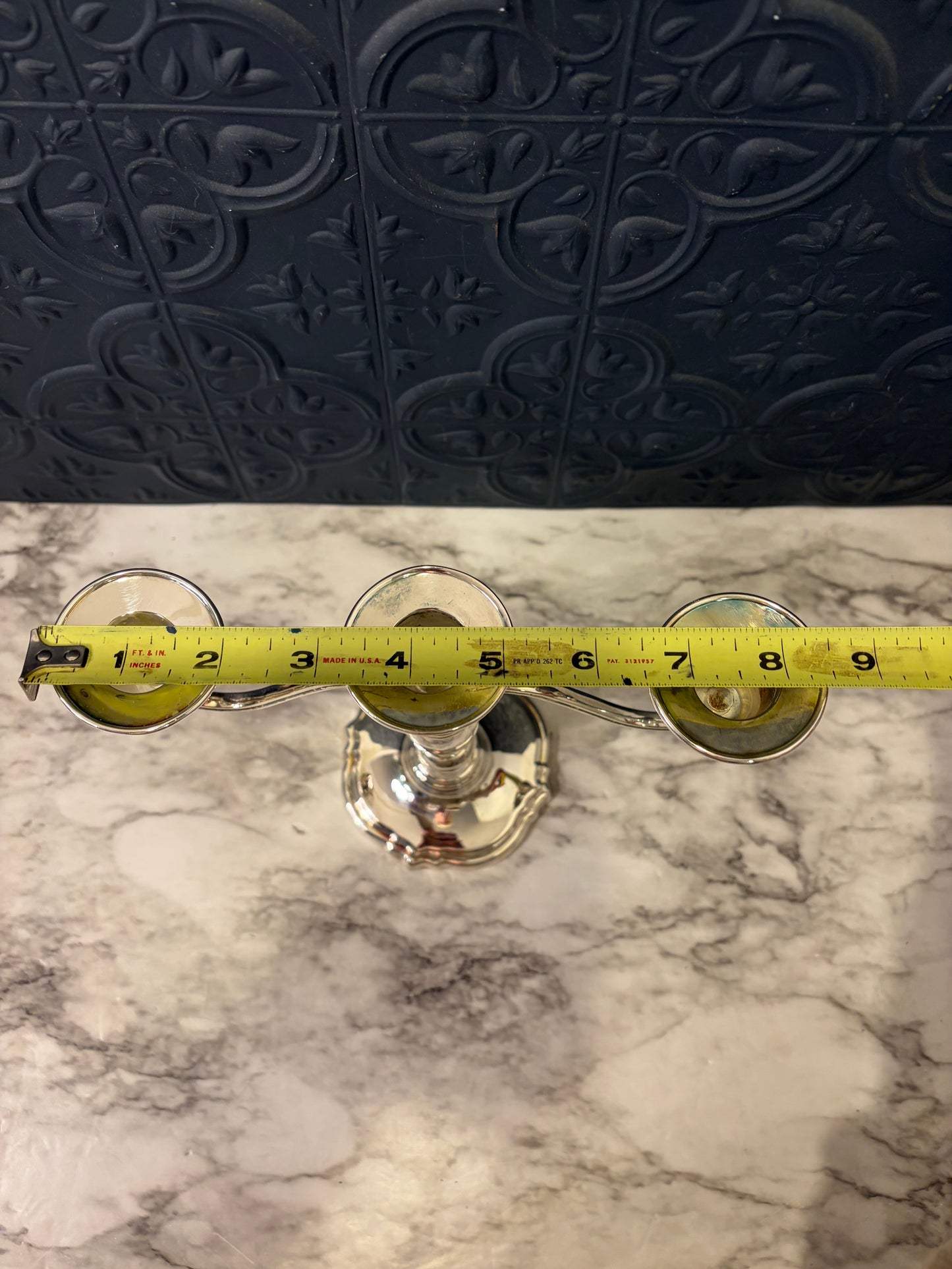 Silver Plate Candelabra Three Arm