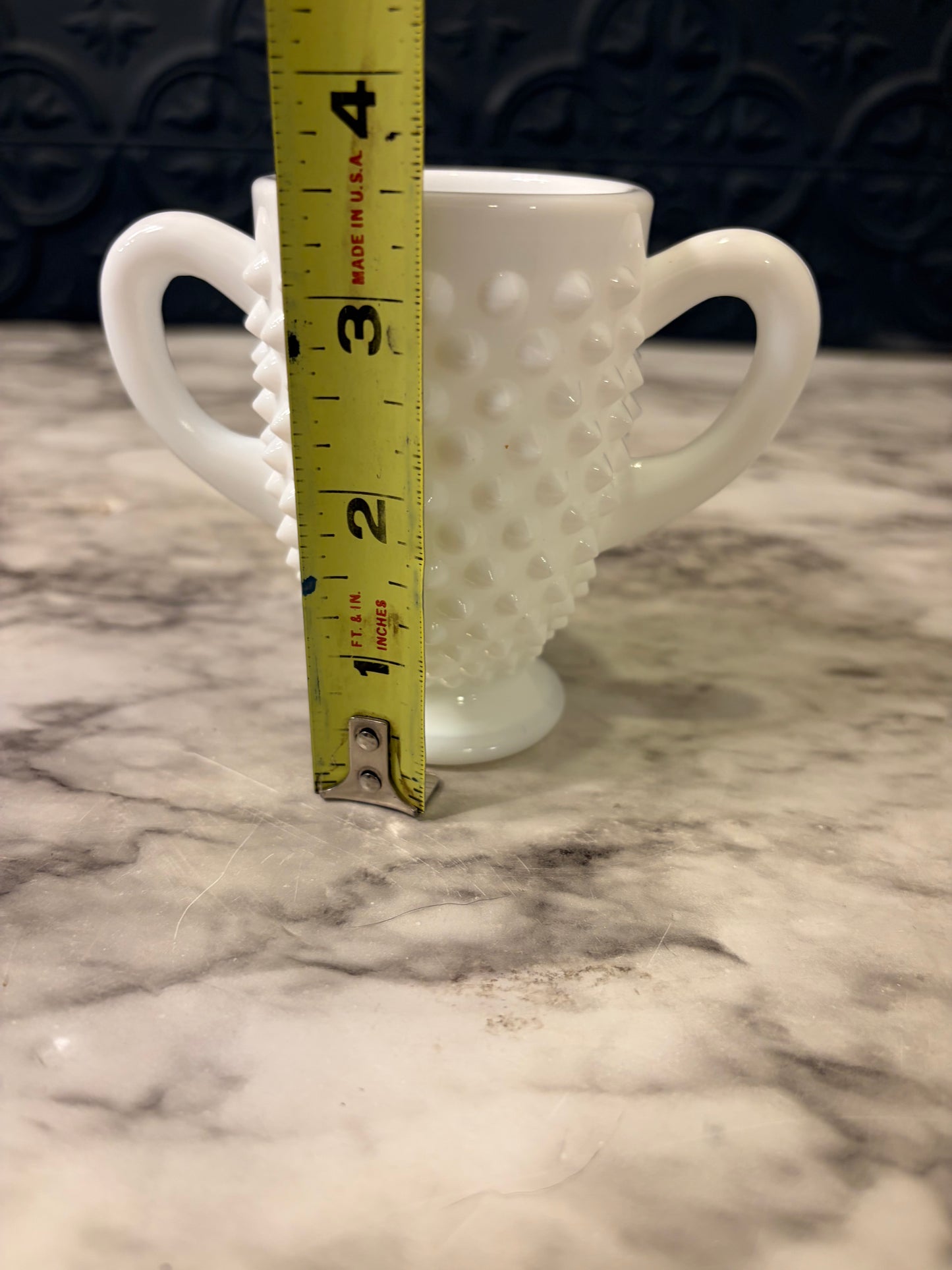 Milk Glass Hobnail Toothpick Holder