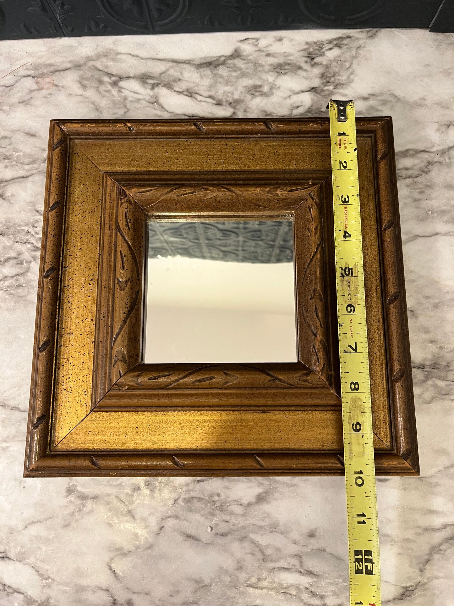 Square Chunky Mirror Gold Wood Color