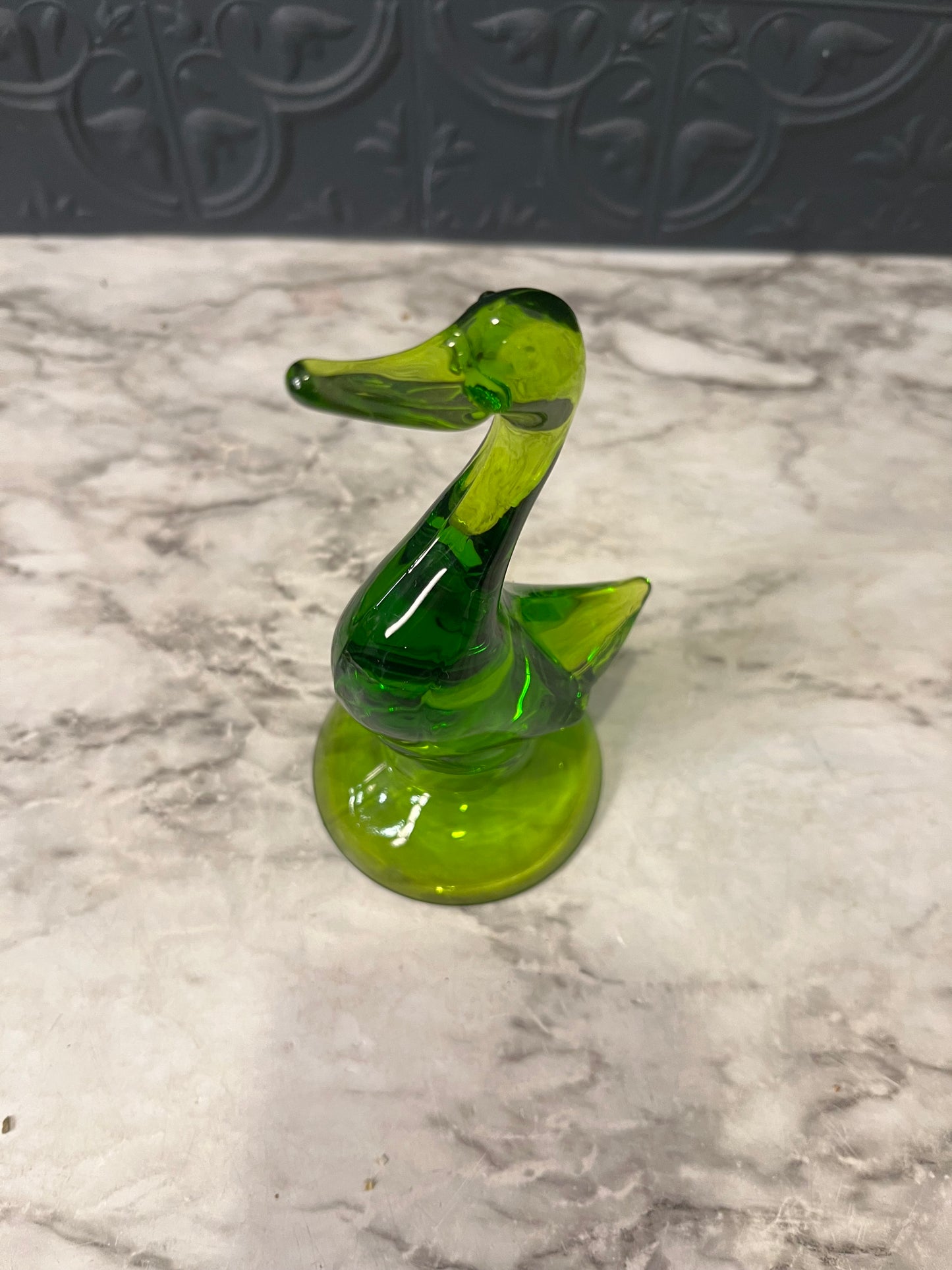 Vintage Viking Green Glass Duck
