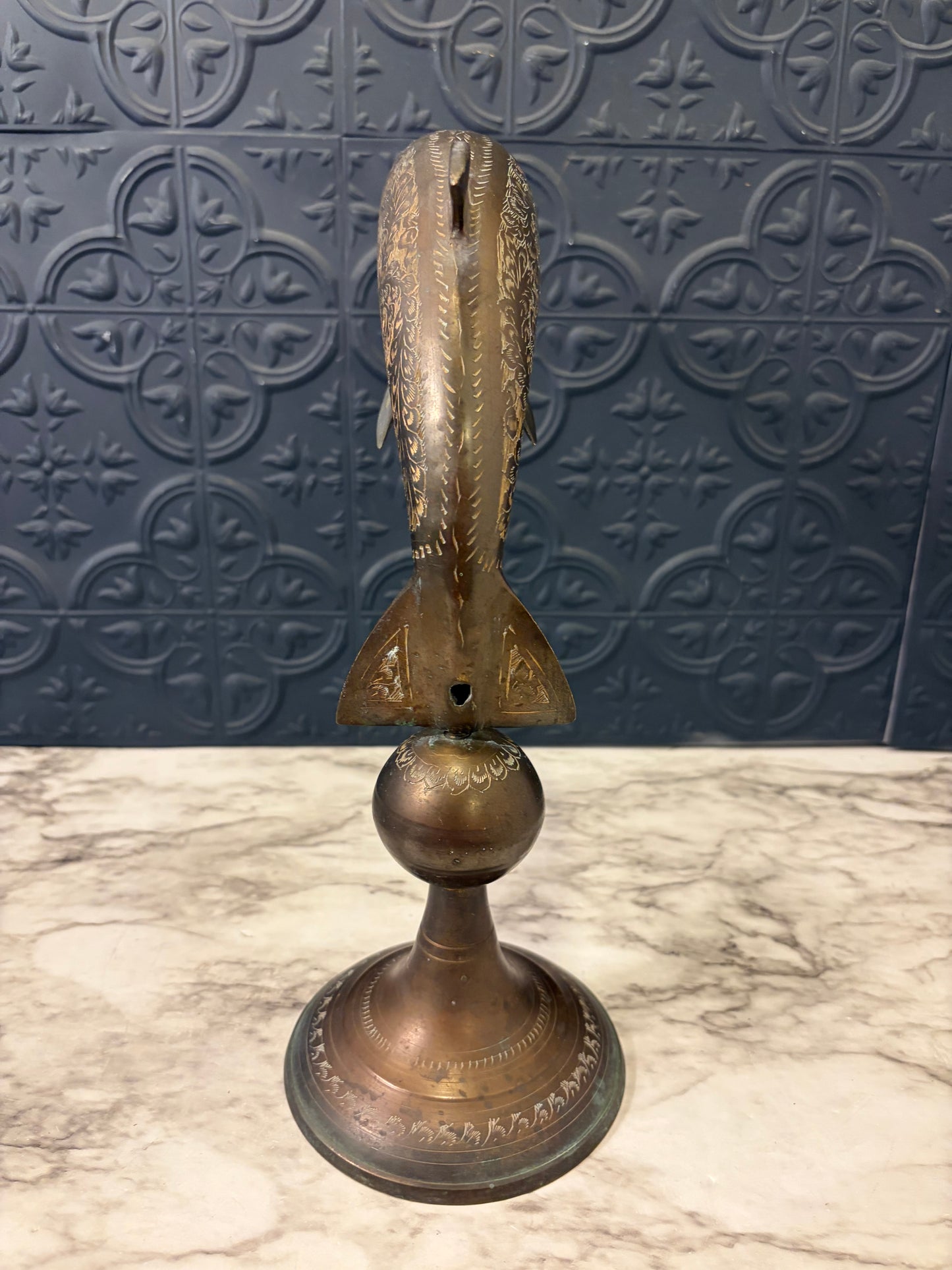 Etched Brass Dolphin  on Stand