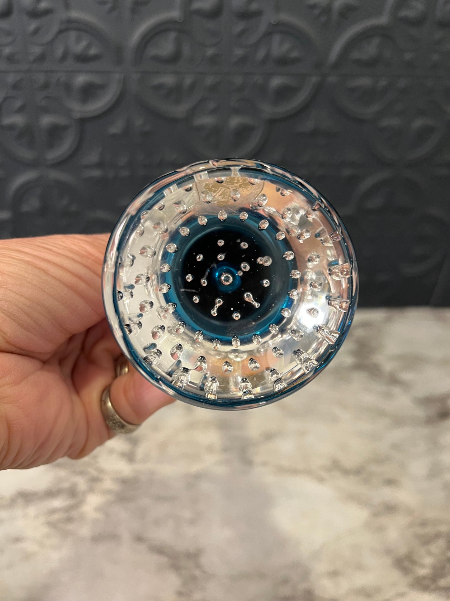 Golden Crown E&R Blue Pulpit Glass Vase