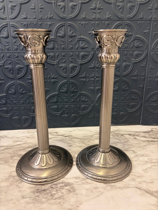 Partylite Satin Silver Candlesticks x2