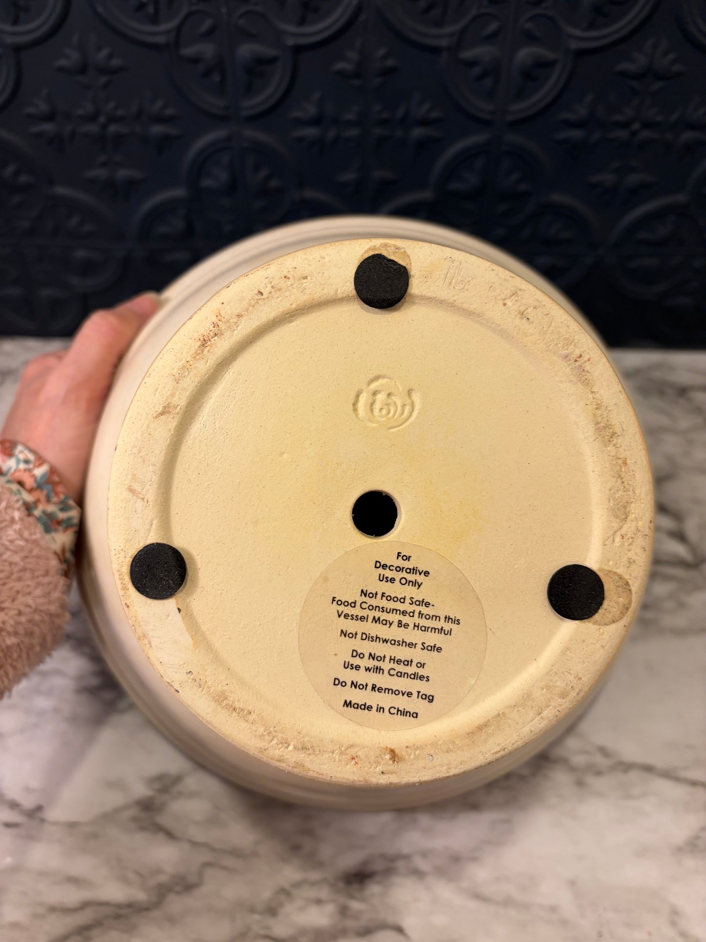 Cream Ceramic Pedestal Planter 10"