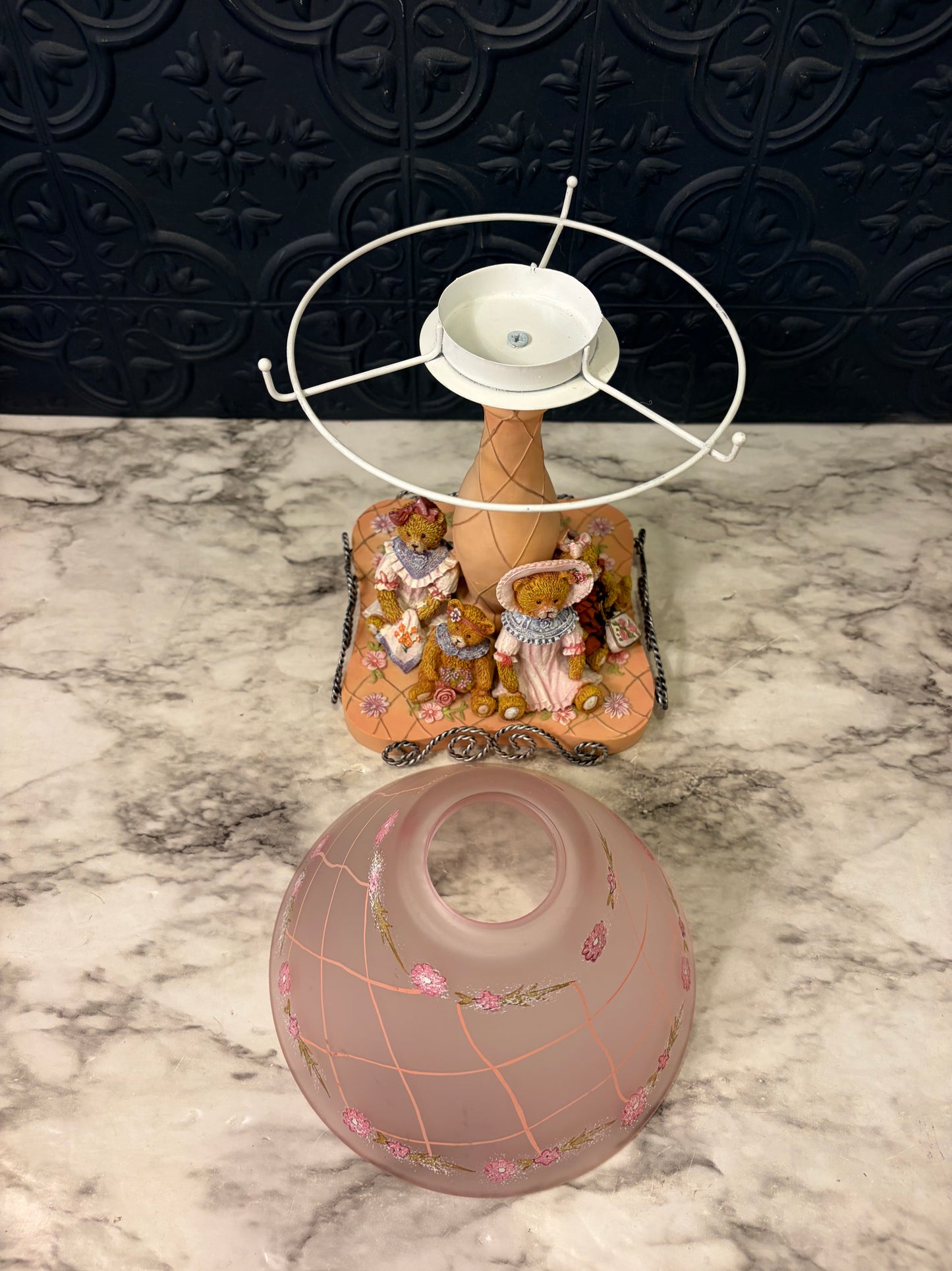 Vintage Resin Teddy Bear Votive Lamp