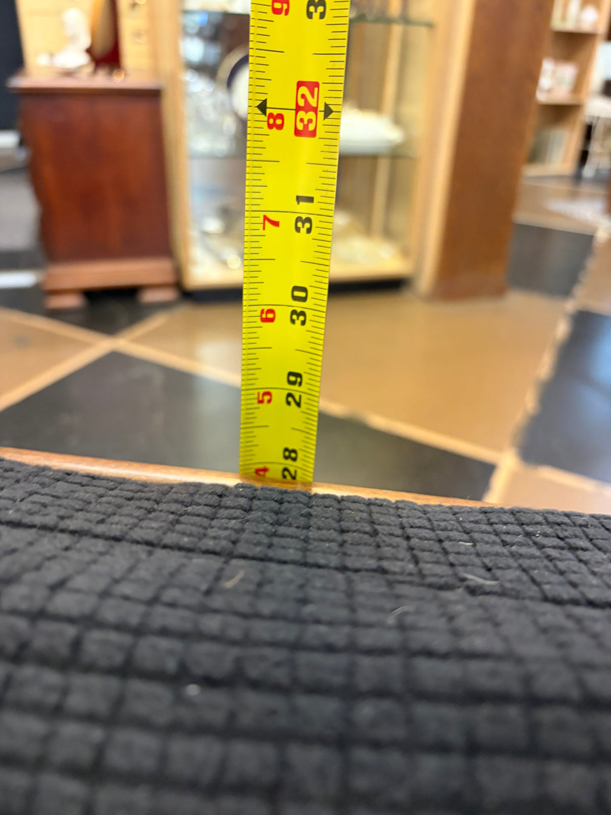 Mid Century Chair with Cane Side and Black Cusion