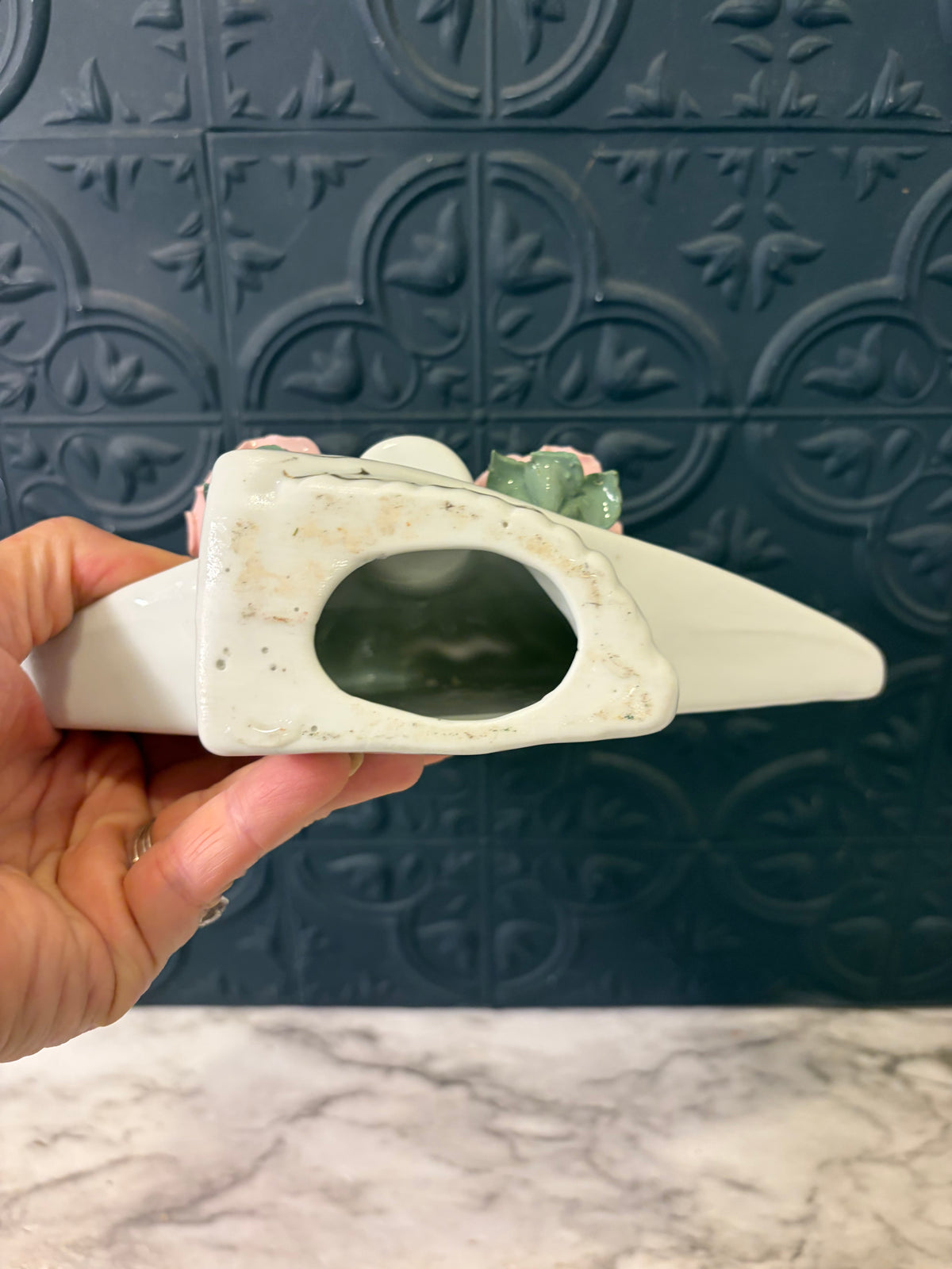 Porcelain Fan Wall Sconce with Roses