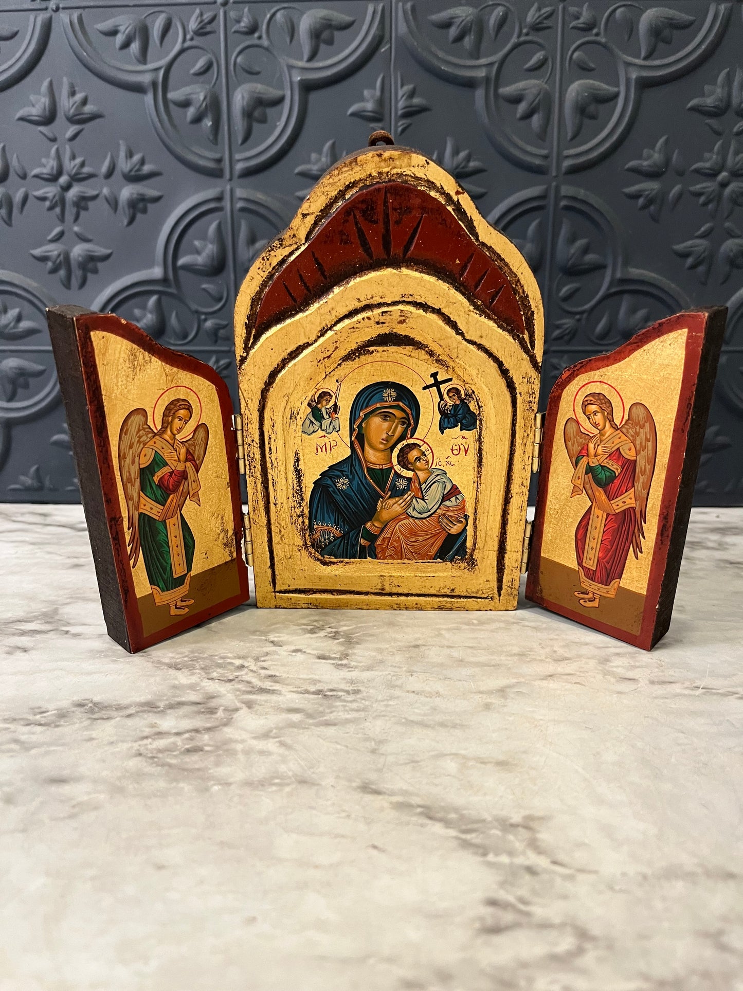Wooden Triptic Lady of Perpetual Help