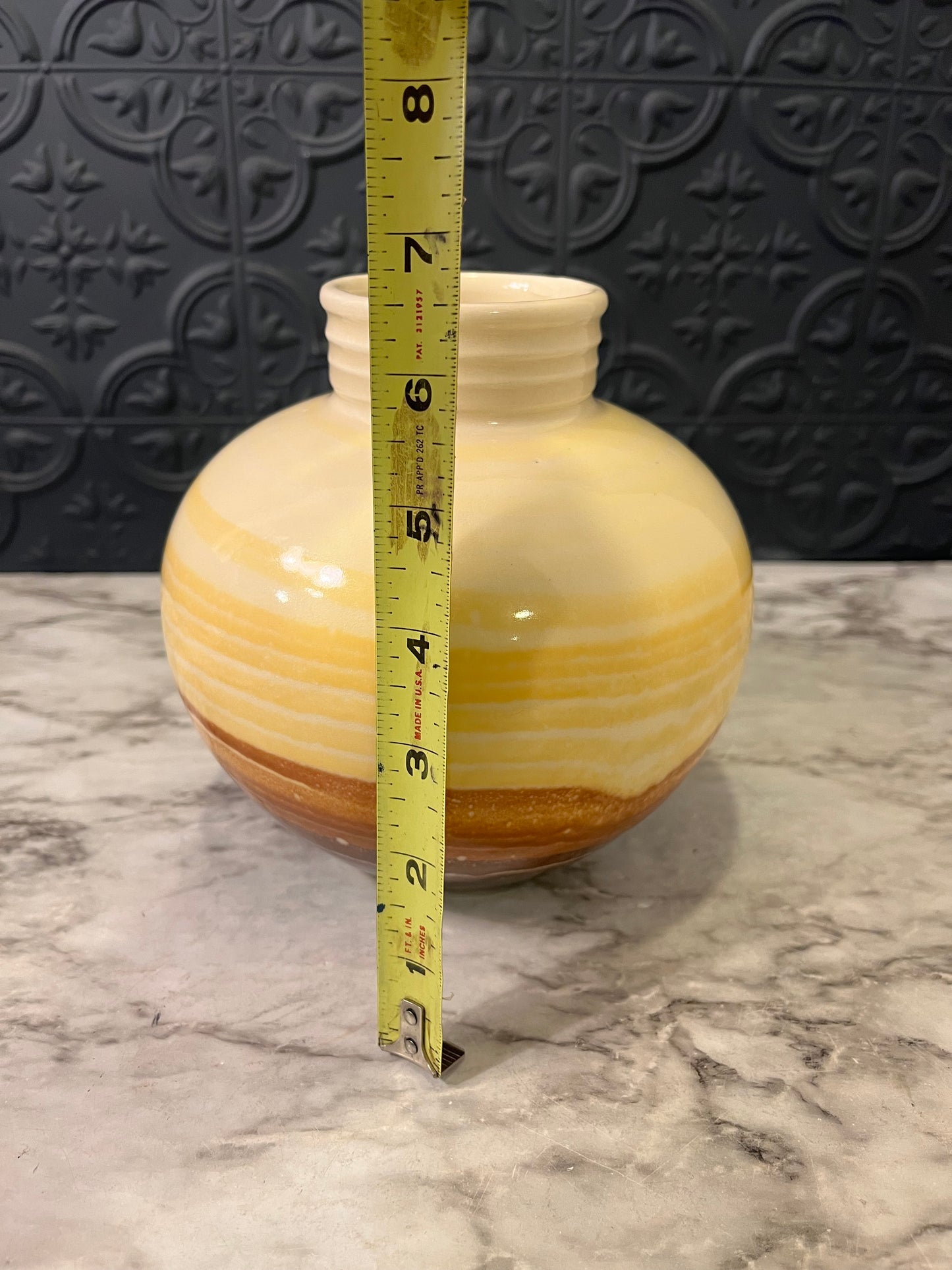 Round Haegar Yellow and Brown Vase