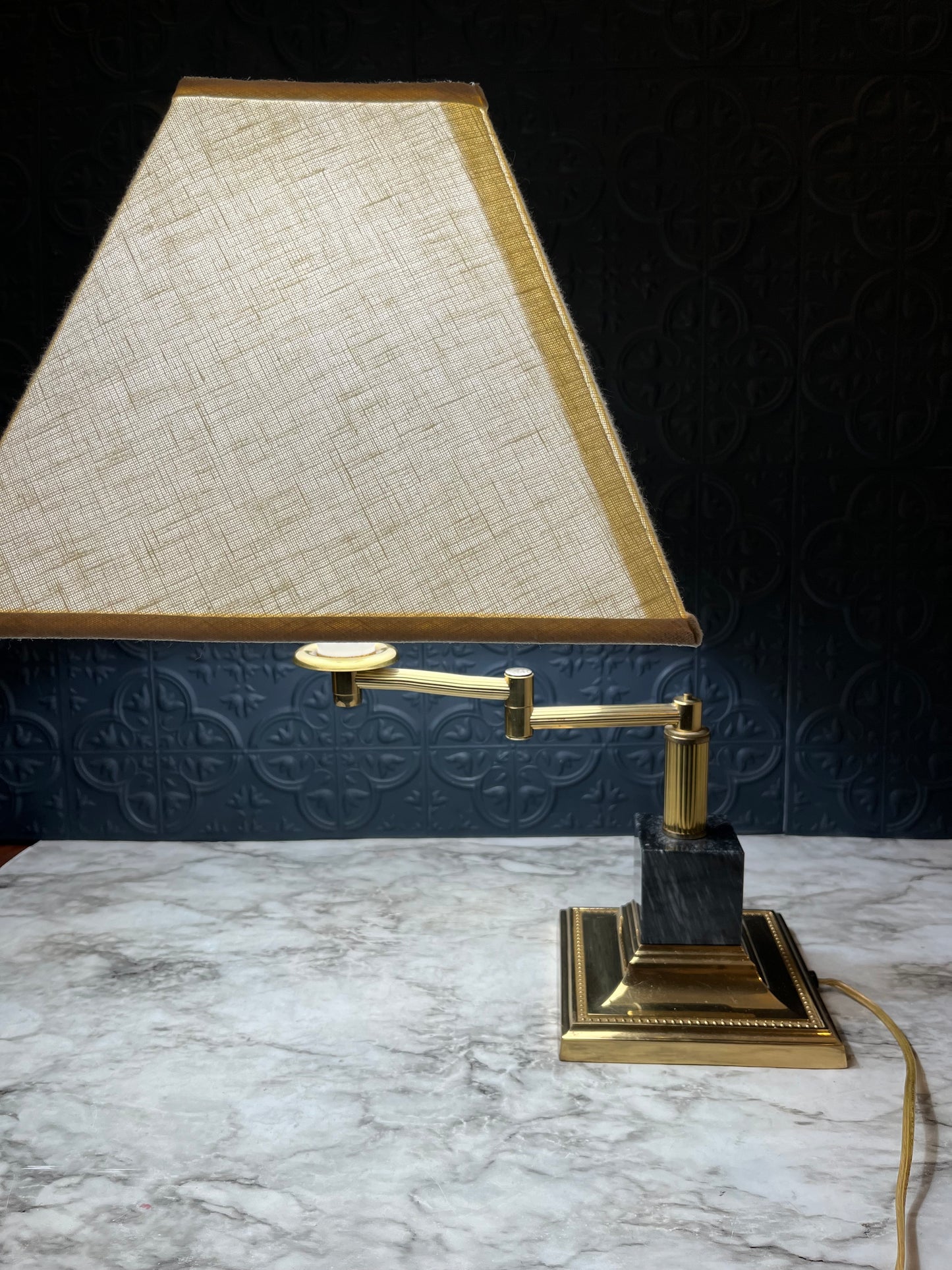 Swinging Arm Desk Lamp with Marble